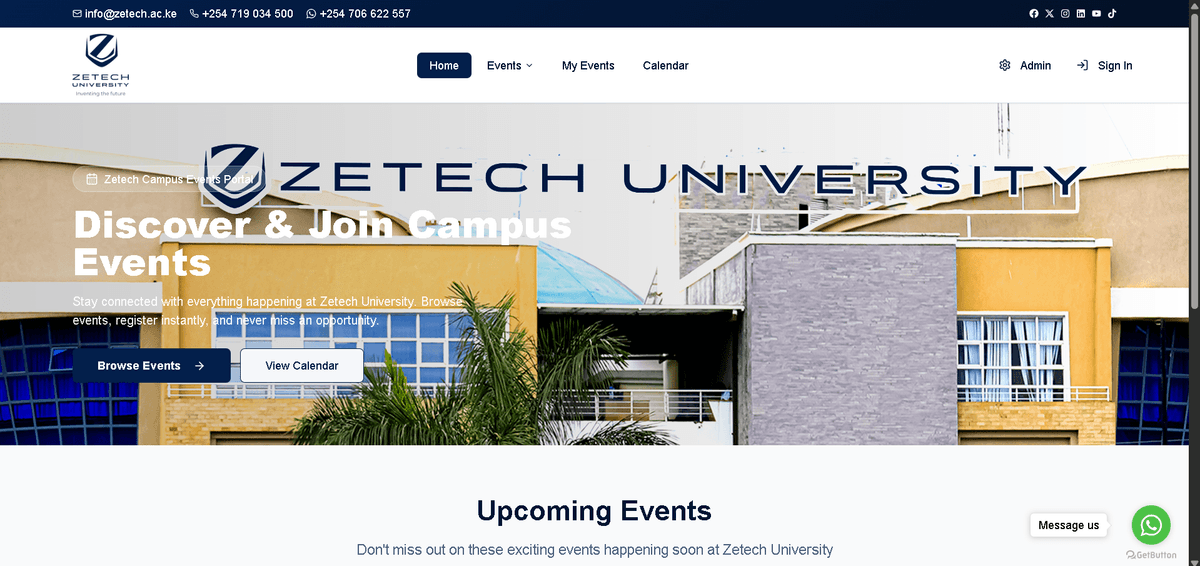 Zetech Event Management system