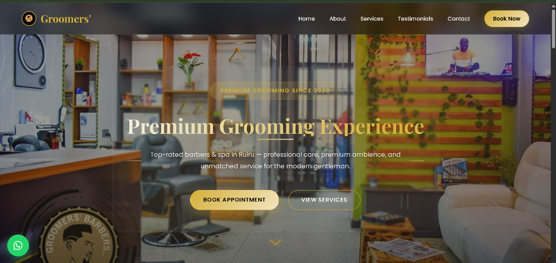 Groomers barber spa website